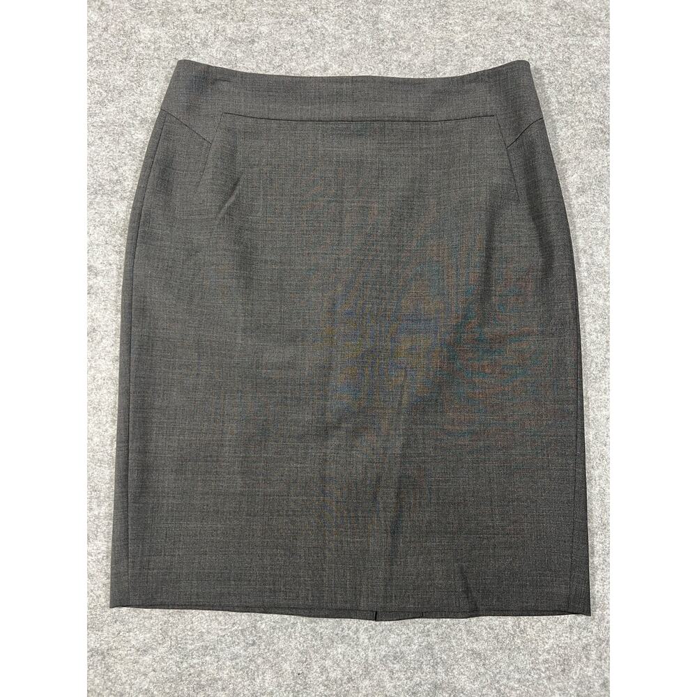 Ann Taylor Petite Pencil Skirt Womens 4P Gray Virgin Wool Career Office